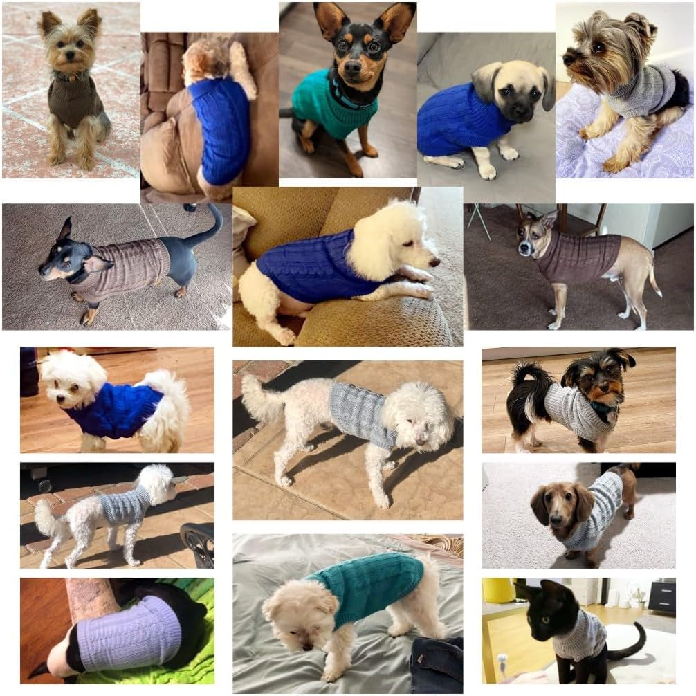 Knitted Small Dog Sweater, Turtleneck Pullover Warm Winter Puppy Clothes