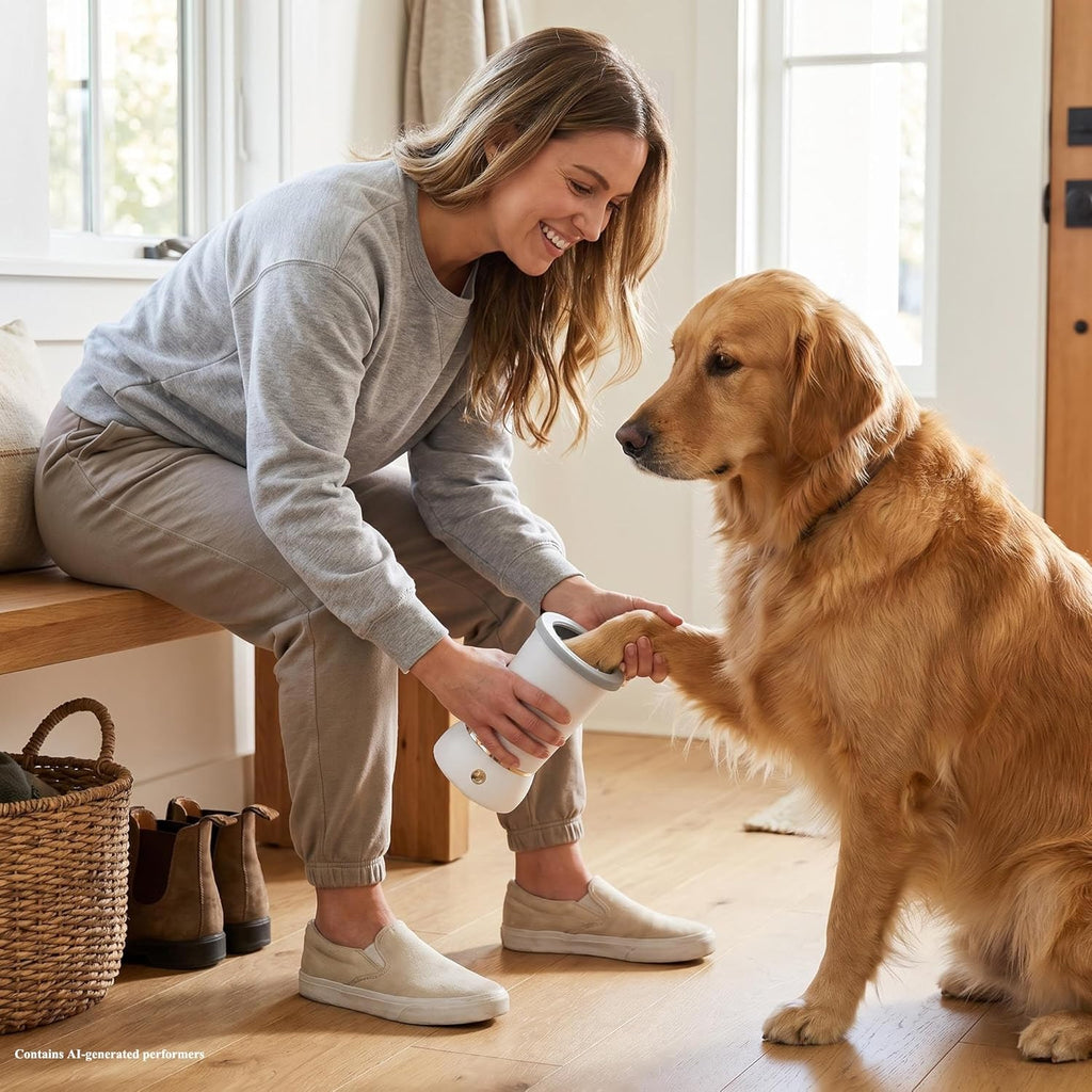Electric Dog Paw Cleaner and Massager, Portable USB Rechargeable Paw Washing Cup, Automatic Foot Cleaning Machine for Small Dogs
