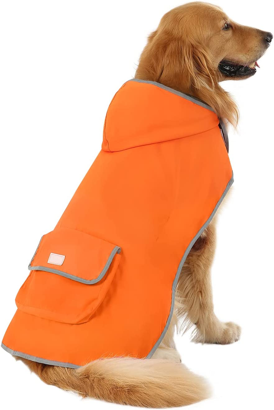 2-In-1 Reversible Dog Raincoat Hooded Poncho Rain Jacket Org Camo L